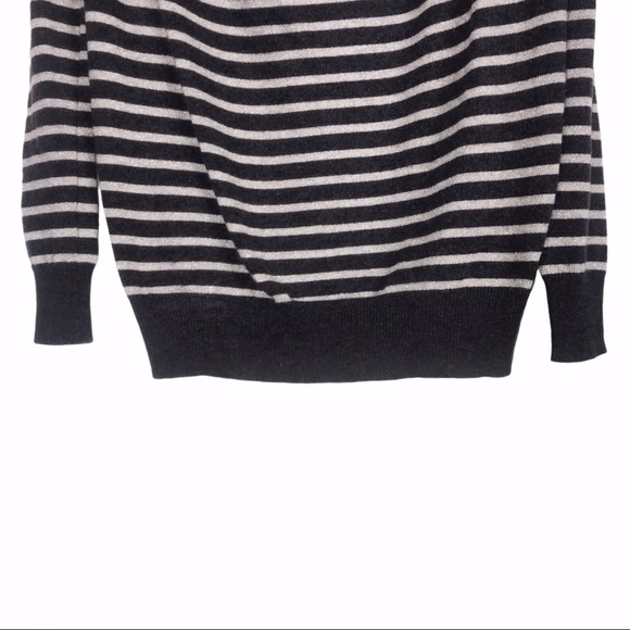 VTG Demylee For Scoop Gray & White Striped Cashmere Cowl Neck Pullover Sweater - Picture 4 of 6